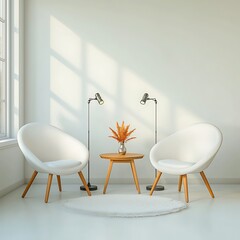 Modern minimalist living room interior.