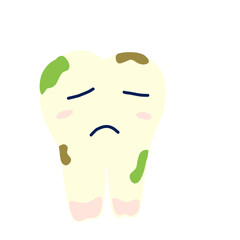 Cartoon illustration of dirty and moldy teeth