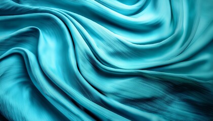 Obraz premium photography of beautiful wavy turquoise silk satin luxury cloth fabric abstract background design