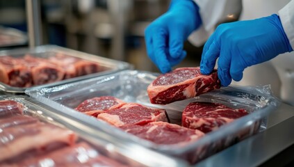 Fresh Beef Cuts Prepared for Retail