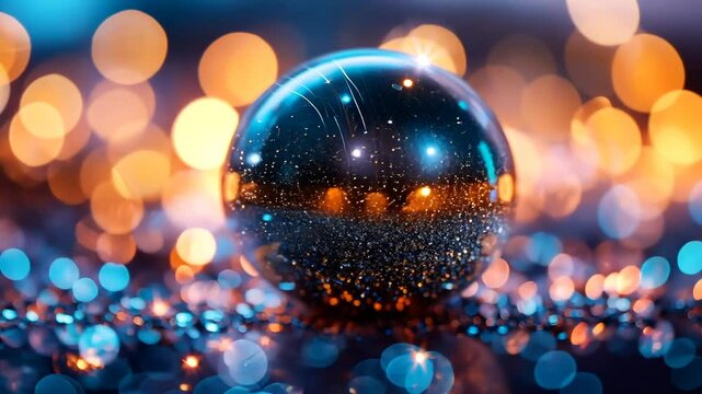 A miniature galaxy reflected in a glitterball's mirrors