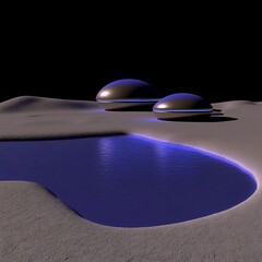 Futuristic Domes on Alien Planet.
