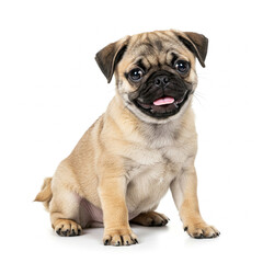 Obraz premium pug puppy isolated on white background. Pug puppy sitting isolated on white background.