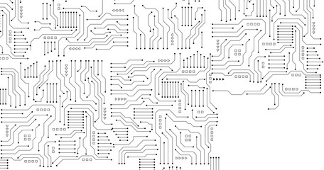 Abstract background with technology circuit board texture. Electronic motherboard illustration. Communication and engineering concept. Vector illustration
