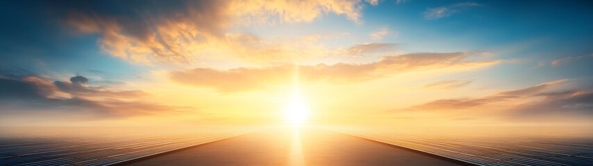 Fototapeta premium Breathtaking Sunrise Over Endless Horizon with Golden Light Reflection