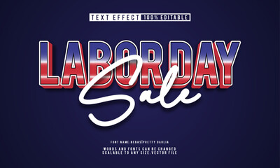 Editable Labor Day text effect template featuring vibrant, colorful design. Ideal for festive holiday promotions.