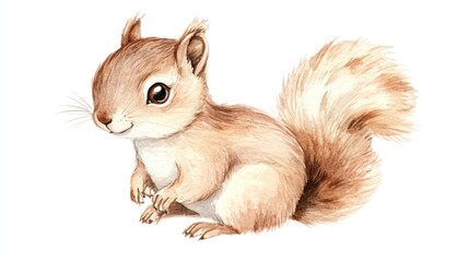 Obraz premium Watercolor illustration of a cute squirrel