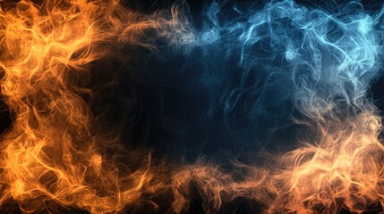 Fototapeta premium Dynamic Swirls of Orange and Blue Light Creating an Ethereal Background for Creative Projects