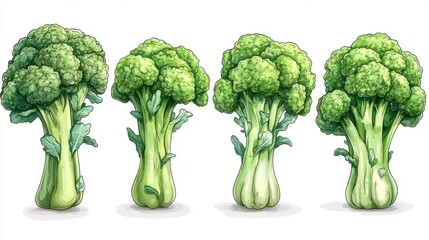 broccoli isolated,cartoon illustration style