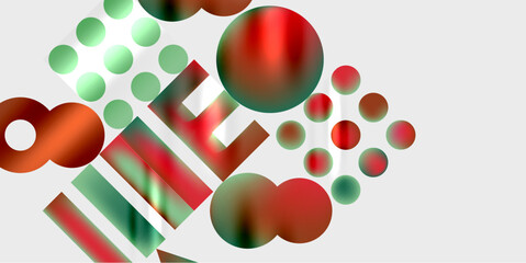 Simple shapes - circles, triangles, rectangles abstract background. Vector Illustration For Wallpaper, Banner, Background, Card, Book Illustration, landing page
