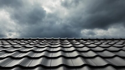 Dark roof tiles under stormy sky - Powered by Adobe