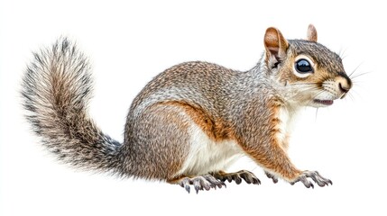 Fototapeta premium Gray Squirrel Profile Against White Background