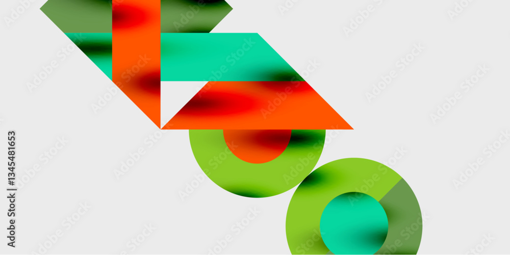 Aufkleber Modern abstract background featuring circles, lines, and triangles in a dynamic geometric composition. Perfect for stylish, tech, or creative-themed designs