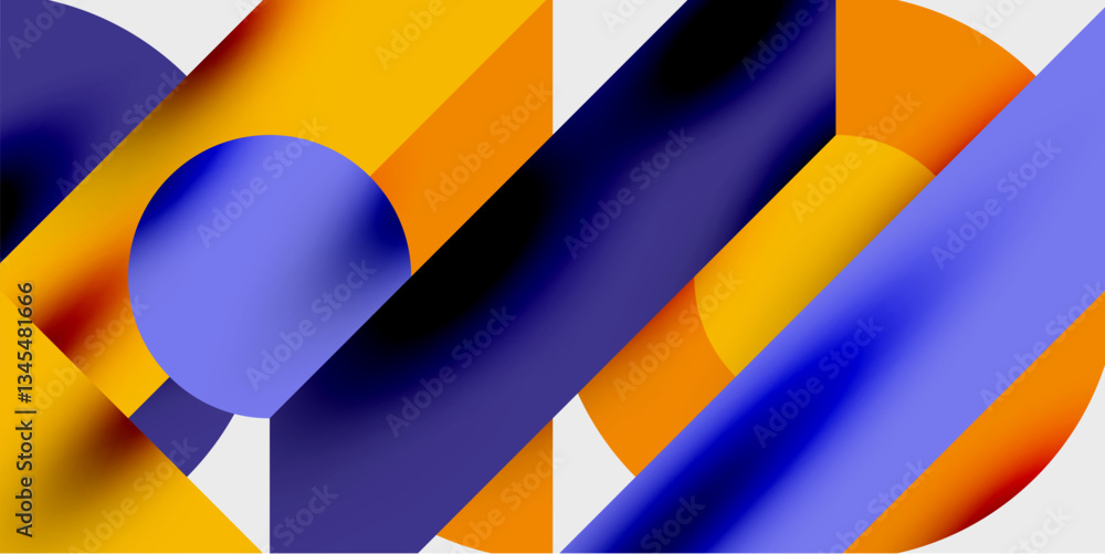 Aufkleber detailed composition of circles, semicircles, and triangles with glossy effects and smooth gradients