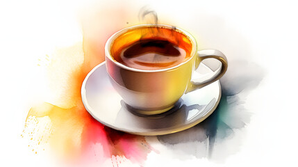 Fototapeta premium Espresso With Effect Colorful Watercolor