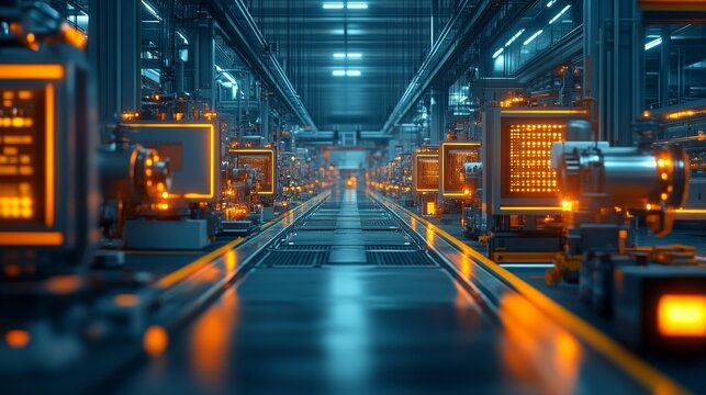 Modern smart factory utilizing edge computing for real-time data analysis and automation