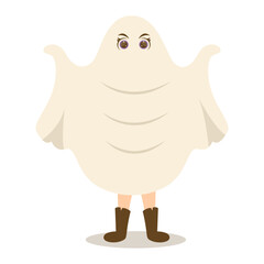 Kids Character with Halloween Costume. Vector Cartoon Illustration.