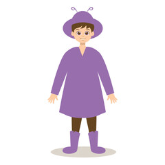 Kids Character with Halloween Costume. Vector Cartoon Illustration.