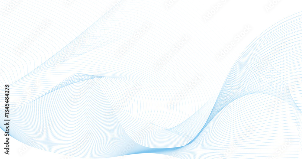 Aufkleber abstract blue smooth wave on a white background. dynamic sound wave. design element. vector illustra