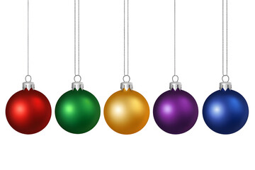 Illustration of Festive Colorful Christmas Ornaments Decoration Baubles Hanging in Transparent Background for Seasonal Celebration