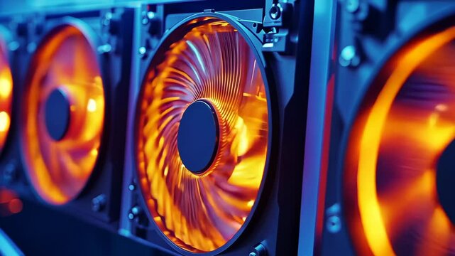 close-up of a server cooling system being inspected, advanced and precise operation, vibrant lighting, professional IT setting, modern tools and workspace