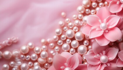 Fototapeta premium pink floral backdrop with pearls website design