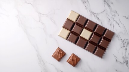 Gourmet Chocolate Bars on Marble Countertop