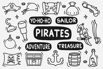 set of pirates doodle good for background, wallpaper, element design, icon, etc