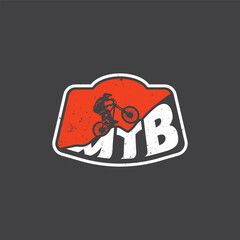 Mountain bike logo emblem vector image.downhill logo  backfround vector.Will be perfect for t-shirts, textile, banner, postcard, poster.