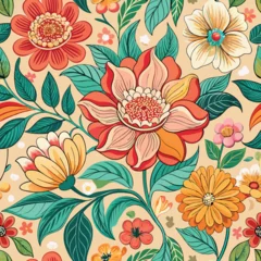 Gardinen Blumenmuster Enchanting Vintage Floral Tapestry with Seamless Repeating Pattern in Vibrant Hues  © EPS