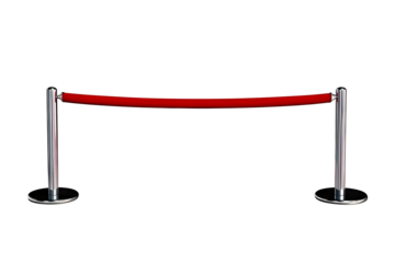 Stock Photo of Red Velvet Rope Barrier with Metallic Posts Protecting Event Entrance Creating an Atmosphere of Prestige and Luxury Security and Access Control