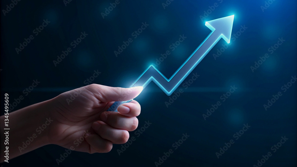 Poster hand interacting with a projected increasing graph
