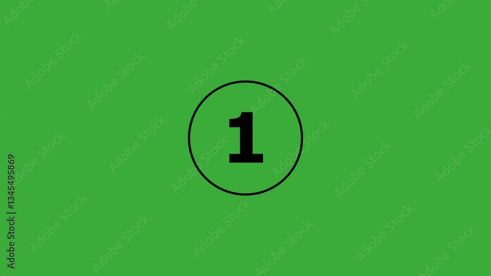 Poster 5-0 seconds clock countdown 4k animation with black color on a green screen.