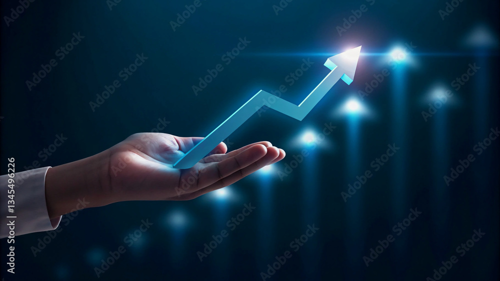 Poster hand interacting with a projected increasing graph