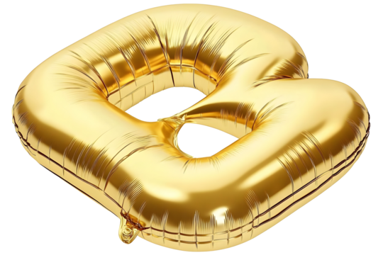 Realistic 3D Rendering of Golden Balloon Letter B Shiny Metallic Decoration for Party Celebration Festive Background Gold Foil Balloon Letter Alphabet Decoration for Celebration and Event