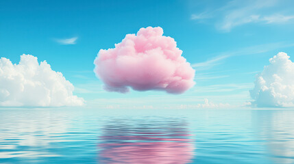 Serene Pink Cloud Over Calm Waters
