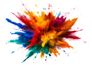 Vibrant Illustration of Abstract Colorful Powder Explosion on Transparent Background Representing Holi Celebration Art and Festival Burst with Bright Dynamic Motion