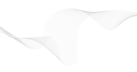 Obraz premium Abstract gray smooth wave on a white background. Dynamic sound wave. Design element. Vector illustration.