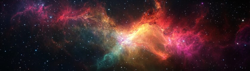 Obraz premium Colorful Nebula in Deep Space with Bright Stars and Cosmic Dust