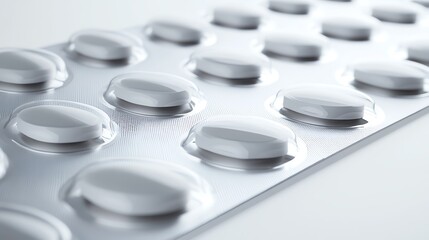 White Tablets Arranged in a Blister Pack on a Clean Surface
