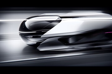 Futuristic Vehicle Speeding on Maglev Track.
