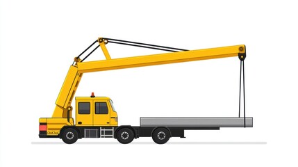 Yellow crane truck lifting precast concrete