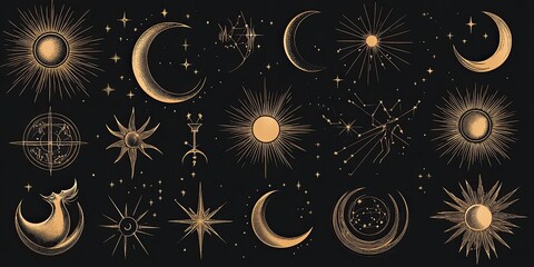 Celestial Sun, Moon, and Star Collection.