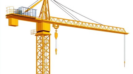 Isolated Construction Crane, Industrial Equipment, Yellow Crane, Engineering, Construction, Building