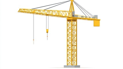 Isolated Yellow Construction Crane on White Background