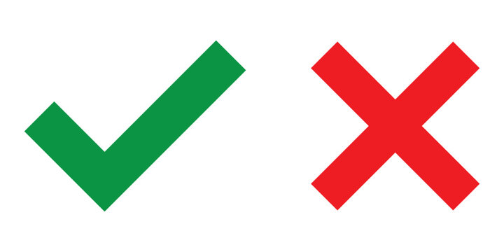Check box tick mark icon set button correct right wrong buttons or yes or no checkmark red cross green tick vector illustration eps 10