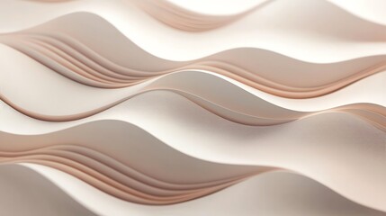 Obraz premium Wavy Cream Paper Layers Abstract Background with Gentle Light and Shadow