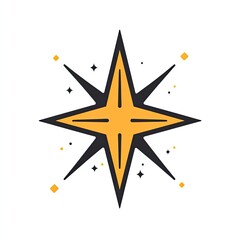 Yellow starburst with rays and sparkles.