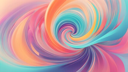 A vibrant abstract image featuring a swirling vortex pastel colors, creating a dynamic colorful composition.