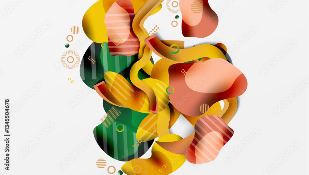 Poster abstract liquid shapes and lines background